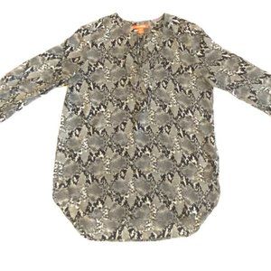 Joe Fresh Snake Print Blouse with Tie Front + Size Medium + Long Sleeve